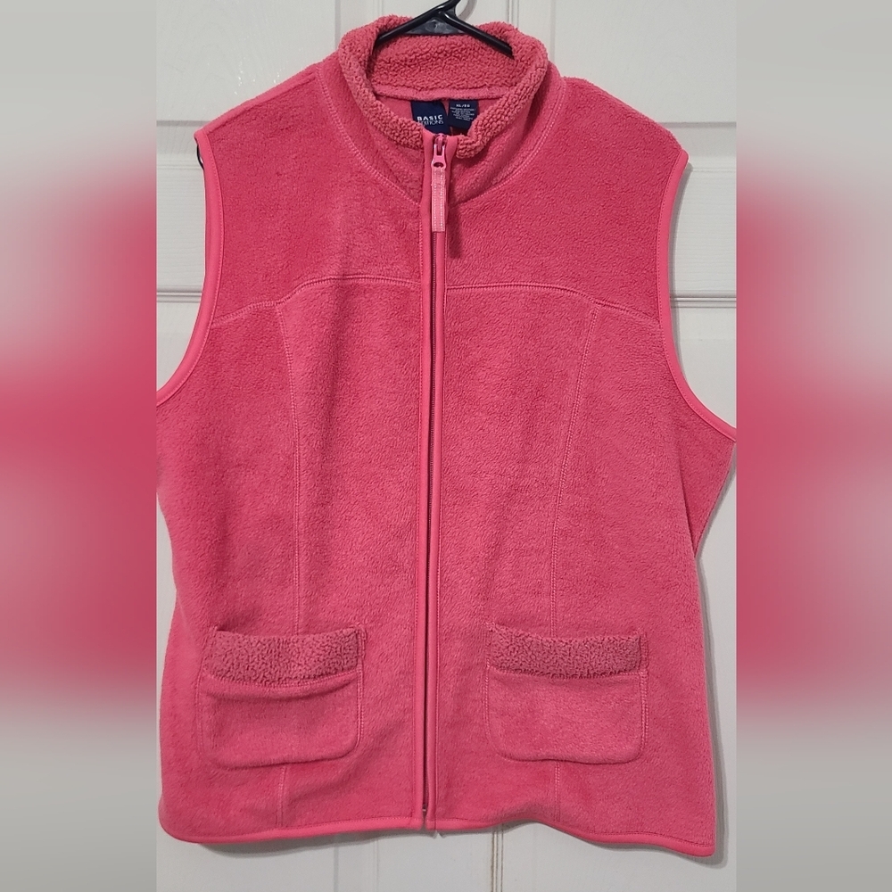 Basic Editions Pink Fleece Vest Size Xl
